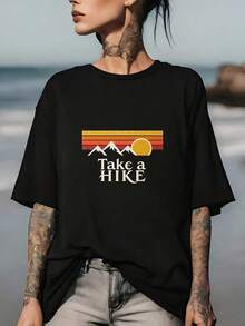 Camiseta "Rock Climbing" de 180G, adecuada para aventuras familiares, un regalo perfecto para entusiastas de las actividades al aire libre, con un diseño vintage de puesta de sol en la montaña, estilo unisex cómodo, ideal para actividades de team-building. - Negro - Ver 8