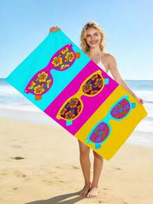 1 pezzo Telo da spiaggia vintage con stampa floreale tropicale, telo da spiaggia assorbente e ad asciugatura rapida di grandi dimensioni, 250 g/m² in microfibra, adatto per immersioni, surf, fitness, yoga, sedie da spiaggia, feste estive in spiaggia - Modello D - Visualizzare 5