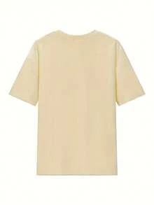Women's Short-Sleeved T-Shirt With Round Neck And American Letter Print, Summer Design, Fashionable, Chic, Casual And Versatile - Apricot - View 2