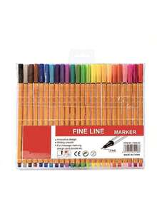 24pcs/Set Fiber Liner Pens, Water-Based Fineliner Pens, Painting Outlining Colored Markers, In Stock Wholesale - A - View 3