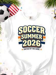 Camiseta de verano de la Copa Mundial de Fútbol de 2026 con la frase 'United by The Game' y un diseño retro a rayas, perfecta para fans casuales y como regalo - Negro - Ver 7