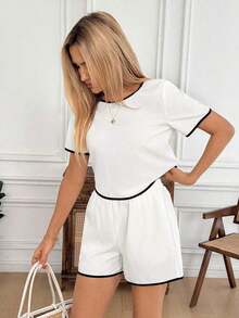Conjunto de dos piezas para mujer para uso diario - Blanco - Ver 3