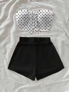 Conjunto de 2 piezas con estampado de árbol de coco y flor de diosa del sol para vacaciones en la isla, adecuado para vacaciones, verano, elegante - Multicolor 3 - Ver 6