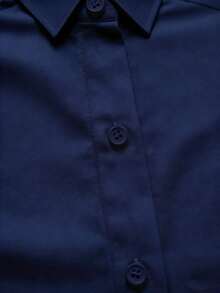 Camisa de mujer casual de manga larga a rayas con un solo abotonado - Azul marino - Ver 6