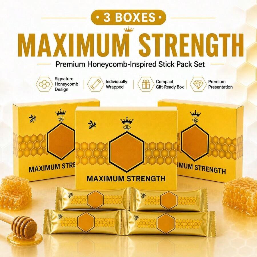 Premium Maximum Strength Honeycomb-Inspired Stick Pack Set, Individually Wrapped, Premium Presentation, 1 Box - 3 Items - View 1