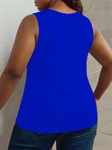 2026  Plus Size Summer Casual Print Tank TopBeach Vacation Casual Souvenir Clothing - Cozy Summer Essential & Casual Chic - 寶藍色 - 查看 2