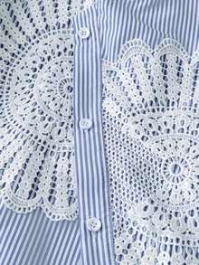 Camisa a rayas casual y versátil para uso diario de mujer - Azul - Ver 5