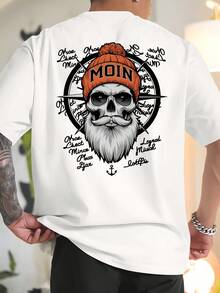 Camiseta de hombre MOIN con diseño gótico de calavera y barba - Camiseta roja con la inscripción "MOIN", ropa de verano, adecuada para conciertos, fiestas y atuendos casuales - Camiseta creativa de estilo casual, ropa de fiesta, camiseta de manga corta, ropa urbana para entusiastas. - Blanco - Ver 8