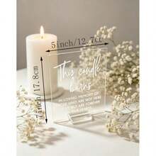 Cette bougie brûle pour vous, à travers cette flamme, nous nous souvenons de ceux que nous aimons et qui ne peuvent être avec nous aujourd'hui, mais qui resteront à jamais dans nos cœurs.--Plaque commémorative en verre acrylique transparent - Voir 2