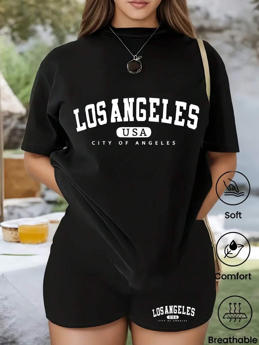 180 g Hecho en México, Moda Primavera/Verano 2026 Camiseta de manga corta, Estampado de dibujos animados, Estilo para parejas, Ropa interior/exterior, Cuello redondo informal para la oficina, Top unisex de una pieza - Negro - Ver 1