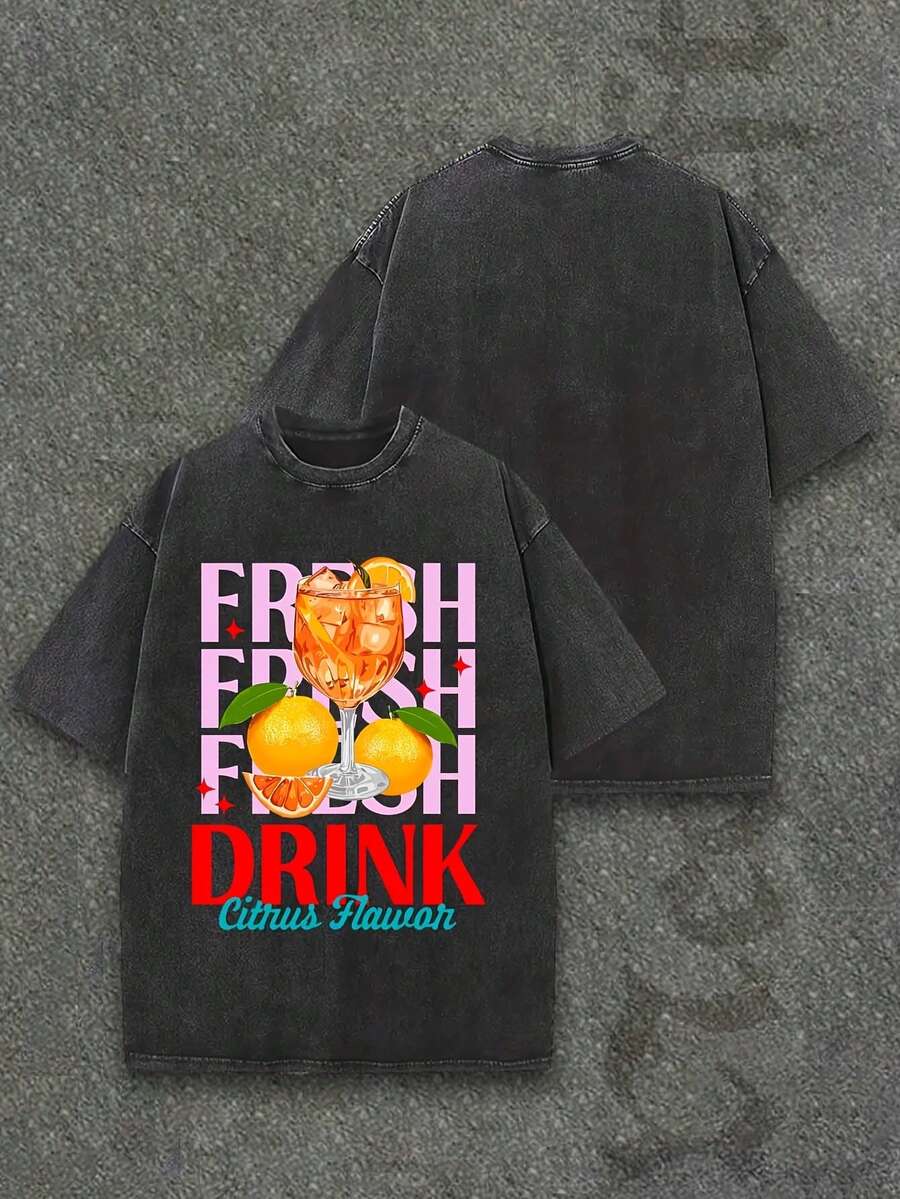 Camiseta casual vintage cómoda y lavada para mujer, camiseta de manga corta con cuello redondo,% algodón lavado y versátil para hombre, adecuada para uso diario y atuendos de, estilo unisex. - Negro - Ver 1