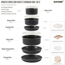 RIOVARM Induction Pots And Pans Set With Lids Non Stick Cookware Set With Detachable Handles Granite Coated Pot & Pan Sets With Removable Handles Stackable Kitchen Cookware Camping Pan Set - View 2