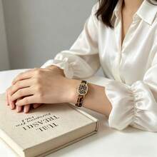 LIANDU 女款復古時尚豹紋錶帶橢圓錶盤經典商務石英手錶，適合日常佩戴，適合生日禮物與送禮，不含錶盒 - 棕色 - 查看 3