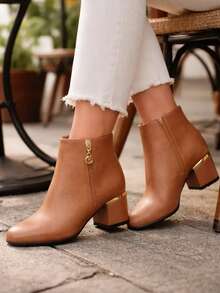 Women's Modare Ultra Comfort Boot With Block Heel And Gold Detail - Original - Camel - Ver 3