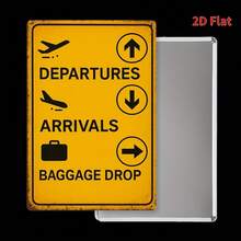 [2D Flat]Vintage Airport Sign Metal Wall Decor - 2D Retro Tin Decoration Featuring Airplanes, Suitcases, And Arrival/Departure - Bars, Cafes, Beach Villas, And Backyard Farmhouses - 8x12inch, Metal Wall Decor - 1 cái - Xem 6