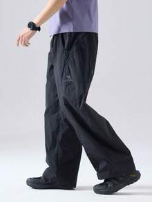 CAMEL CROWN Men's Outdoor Casual Cargo Pants, Lightweight Breathable Wide-Leg Trousers, Suitable For Spring And Summer UV Protection - Phantom Black - View 8