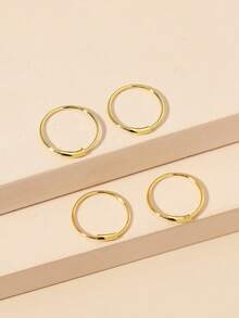 Set de 4 anillos para la nariz básicos, para uso diario - Dorado - Ver 4