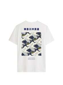 Camiseta Casual de Mujer con Estampado Gráfico de la Gran Ola de Kanagawa, Estilo Japonés, Vintage, Oversize, Manga Corta, Cuello Redondo, Estética Y2K, Ropa Urbana Retro, Ligera, Transpirable y Cómoda para Uso Diario, Ideal para Estilo Urbano, Citas en Cafés, Brunch, Exposiciones de Arte, Festivales de Música, Salidas de Compras, Escapadas de Fin de Semana, Regalo para Entusiastas del Arte y la Estética Japonesa. XGTM - Blanco - Ver 2
