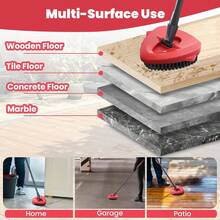 Spin Mop Replacement Mop Compatible With O Cedar 1 Tank System, 2 Microfiber Mop Heads Replacements, 58" Mop Replace Handle, 1 Scrub Brush Attachment And 1 Mop Base For Ocedar EasyWring Spin Mop - ColorA - 查看 7