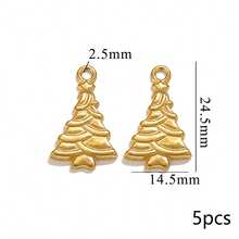 5 mặt dây chuyền hỗn hợp bằng thép không gỉ 304 mạ vàng 18K, hình trái tim/hoa/lá, dùng để tự làm trang sức. - mặt dây chuyền - Xem 26
