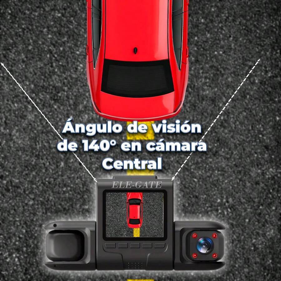 4-Channel 360° 1080P HDR Car Camera Dash Cam Front Rear Sides And Interior - A - View 1