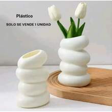 Neue Kunststoff-Spiralvase, Dekoratives Wohnaccessoire, 1 Stück, Ideal für die Heimdekoration - Weiß - Übersicht 5