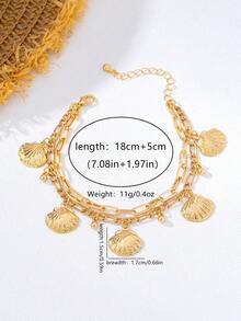 1pc Ocean Series Vacation Style Metal Shell Anklet For Women - Yellow Gold - View 4