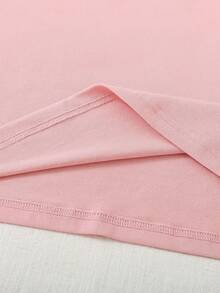 Camiseta de manga corta de verano para mujer, estilo europeo y americano, con estampado de letras de Londres y edificios icónicos de la ciudad, combinación moderna y con estilo femenino - Rosa - Ver 3