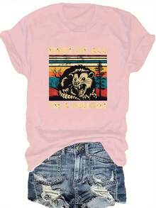 Talla Grande - Talla Grande - Camiseta Casual de Manga Corta con Cuello Redondo Grande, Adecuada para Verano y Primavera, Ropa para Mujer de Talla Grande - Rosa - Ver 6