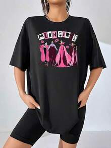 Playera gráfica Villainous Divas Abraza a tu chica mala interior con esta Playera estampada atrevida y elegante para mujer, ¡perfecta para uso informal o para hacer una declaración! - Negro - Ver 5