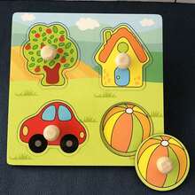 1pc Cartoon Wooden Puzzle Toy, Shape Matching Board, 3D Puzzle Cognitive Game, Fruit, Animal, Vehicle Patterns, Vibrant Colors, Montessori Educational Toy, Suitable For Preschoolers, Students, Teachers - Apricot - View 16