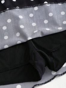Falda corta con estampado de lunares minimalista para mujer de oficina - Negro - Ver 6