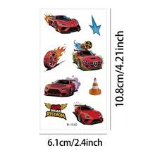 4 miếng dán hình xăm tạm thời hình xe đua phát sáng trong bóng tối, với họa tiết trò chơi đua xe thú vị, thích hợp cho các sự kiện đua xe và tiệc sinh nhật. - Nhiều màu - Xem 8