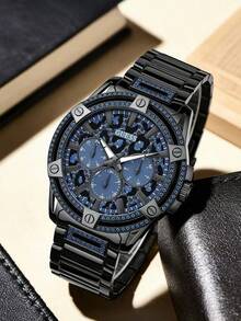 Guess Men's Quartz Watch - Round Dial, Suitable For Everyday Wear In A Variety Of Settings. Comes With Original Watch Box GW - Blue - View 3