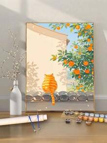 40x50cm/16x20in 橘貓與柑橘樹 DIY 數位油畫手工藝品 家居裝飾 成人節日禮物 - 40*50厘米 - 查看 3