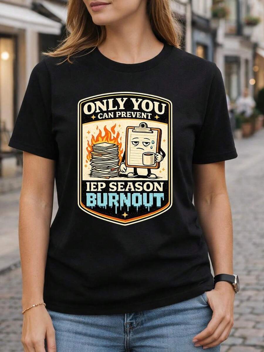 Camiseta con diseño de meme divertido de humor escolar sobre el agotamiento del profesor de educación especial, regalo para profesor de educación especial, camiseta gráfica de humor escolar. Camiseta unisex de algodón puro de 220 g, peso ideal para todas las estaciones, adecuada tanto para hombres como para mujeres. Tejido duradero de alta calidad, suave al tacto y de larga duración. Parte superior transpirable, adecuada para el uso de otoño y vacaciones de las mujeres. - Negro - Ver 1