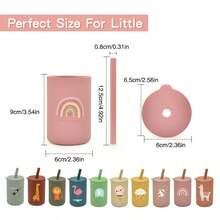 1pc Portable Kids Straw Cup, 180ml Capacity, Made Of Silicone Material, Printed With Cute Animal Patterns, Suitable For Baby Drinking, Leak-Proof Design, Multiple Colors And Patterns Available. - Multicolor - View 7