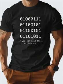 Men's Programming Language-Shirt - Funny Coding Shoe Tee With Binary Code (01000111), Comfortable Tech Geek Shirt Developers, Washable Computer Science Clothing - Programmers & Coding Fans, Technical Design, Comfortable Material - Black - View 1