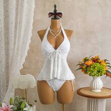 Tankini de dos piezas con estampado floral y tela especial 2026, bikini sexy. - Z1 Blanco - Ver 8