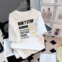 Camiseta con estampado de camisa casual para mujer, manga corta y cuello redondo, moda urbana local de primavera/verano camiseta unisex. VJCL - Blanco - Ver 12