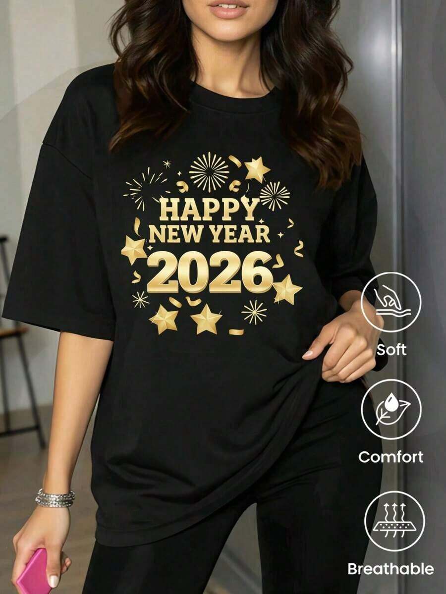 Camiseta de cuello redondo y mangas cortas de ropa fashion, fabricada en México, para la temporada primavera-verano 2025. Con estampado de dibujos animados, es un modelo de pareja, apta para usar tanto por dentro como por fuera, ideal para oficina y estilo casual, diseñada para hombres y mujeres, en unidad individual. - Negro - Ver 1