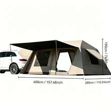 4-6 Person Trunk Camping Tent Multifunctional Outdoor Tent With Awning Quick To Set Up, Attaches To Your Car Trunk, Waterproof And Windproof, Easy To Assemble And Disassemble, Ideal For Road Trips, Outdoor Camping, And Picnics, Suitable For All Seasons - 彩色 - 查看 7