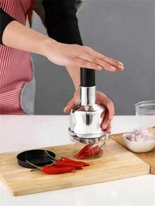 1 pieza Prensa de ajo manual y picadora de alimentos - Picadora de verduras y cebollas de mano, molinillo mini, utensilio de cocina con construcción metálica, sin electricidad requerida, juego de utensilios de cocina, adecuado para cocinas de autocaravana - Multicolor - Ver 13
