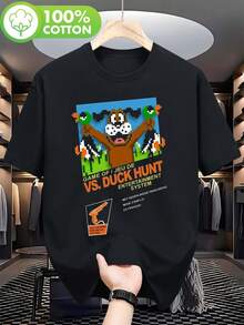 Camiseta unisex de manga corta, nueva camiseta de verano para hombre con un diseño de pixel art inspirado en el clásico juego Duck Hunt. Perfecta para los entusiastas de los videojuegos retro, esta camiseta negra de manga corta y cuello redondo es una opción popular. playeras hombre,spiderman,, mujer,romwe men,boho chic,maestras regalos,camiseta para mujerconjuntos curvy para mu,y2k - Negro - Ver 6