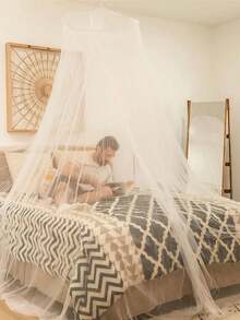 1pc White Household 4-Door Mosquito Net, Summer Anti-Mosquito Netting, Bedding For Double Bed - Ordinary Dome White - View 8
