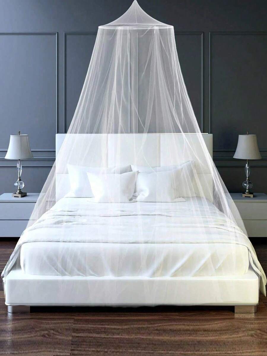 1pc White Household 4-Door Mosquito Net, Summer Anti-Mosquito Netting, Bedding For Double Bed - Ordinary Dome White - View 1