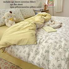 4pcs Bedding Set, Light Green Floral/Rabbit Print Duvet Cover Set With Romantic Rose Pattern, French Pastoral Floral Bedding Set, Comfortable And Durable, Suitable For All Seasons, Applicable For Home/Dormitory, Includes 1 Duvet Cover (No Filler), 1 Bed Sheet, 2 Pillowcases (No Filler) - Pastel Green - View 7