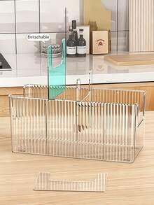 Durable Shatterproof Plastic Made Transparent Storage Box With Removable Dividers, Adjustable Compartment Layout, Suitable For Modern Kitchen And Office Use. Multifunctional Divided Tray, Can Be Used In Refrigerator, Wardrobe, Bathroom To Store Tea Bags, Spices And Tools. Kitchen Organizer Storage Box - Multicolor - View 8