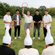 鵝頭套圈遊戲套組,趣味毛絨鵝帽附紅色投擲圈,耐用互動派對遊戲,適合兒童與成人,適用戶外嘉年華、野餐、旅行、家庭趣味活動 - 彩色 - 查看 6