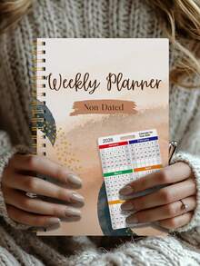 Planificador diario y semanal de 52 semanas, cuaderno A5 minimalista de planificación semanal para productividad y organización diaria, útiles escolares y de oficina - Caqui - Ver 4